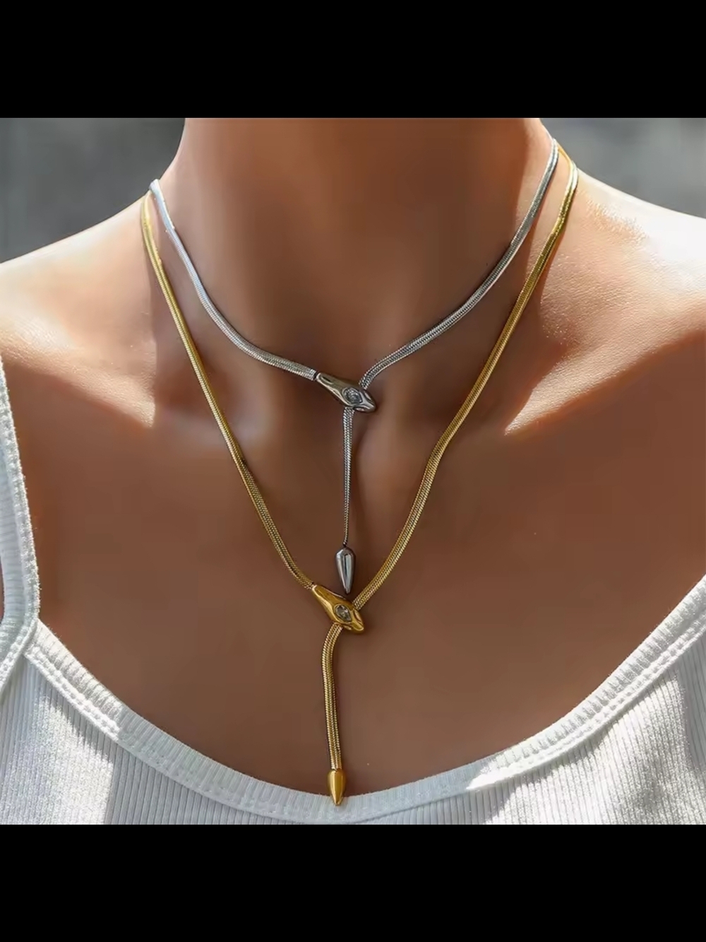 Silver Sliding Lariat Necklace - Picture 2 of 3